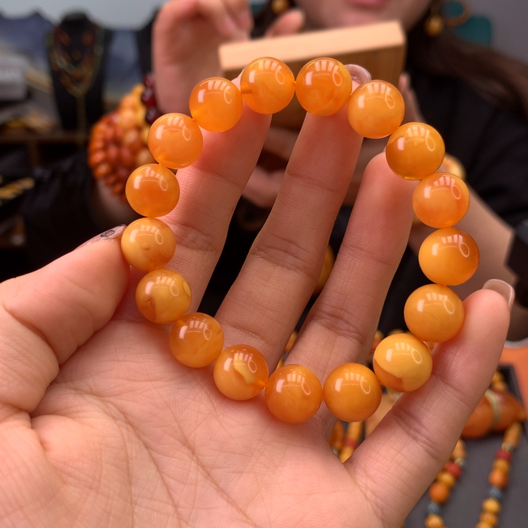 蜜蜡手串未镶嵌天然