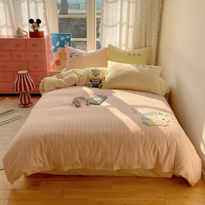 A类纯棉色织水洗棉毛巾绣猫咪混搭奶油奶瓶元气猫咪