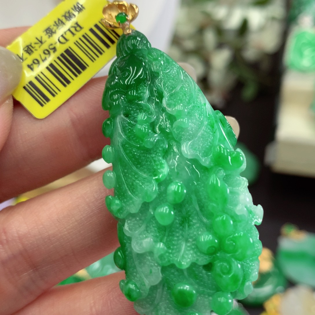 翡翠18K金镶嵌吊坠(不含链)