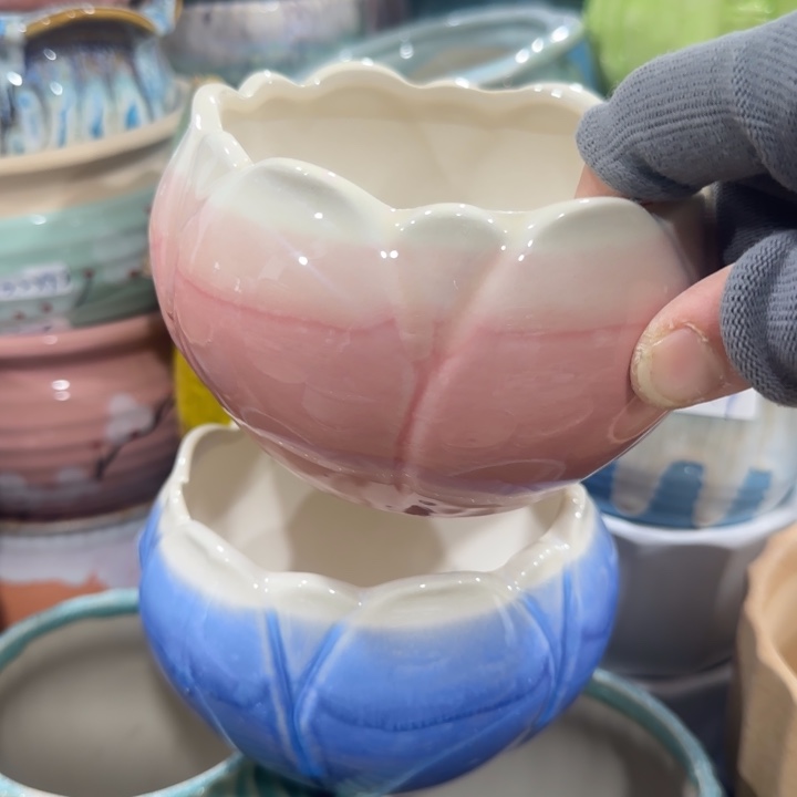 凑9块包邮，有孔，陶瓷花盆