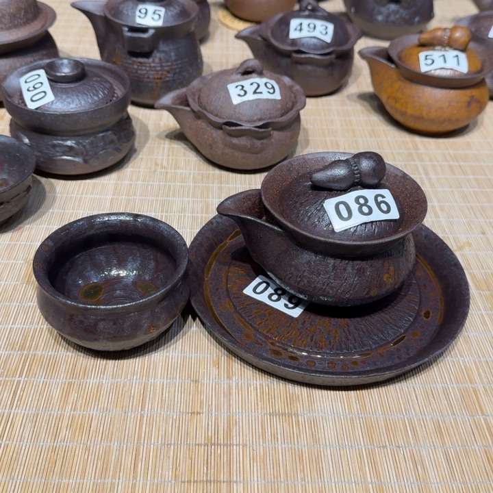 杯哦*粗瓷茶具素胎无釉盖碗