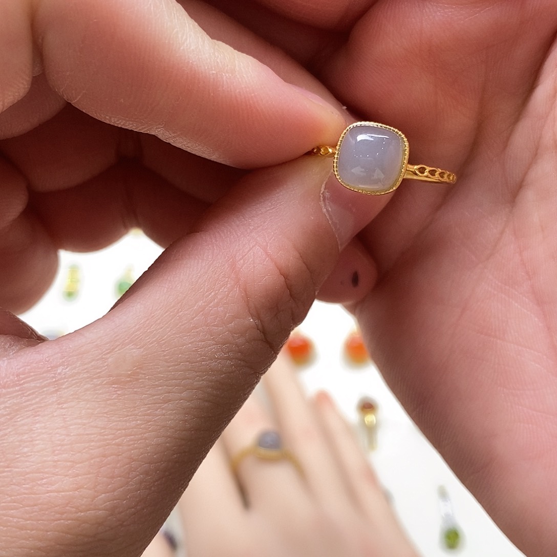 和田玉戒指银S925镶嵌