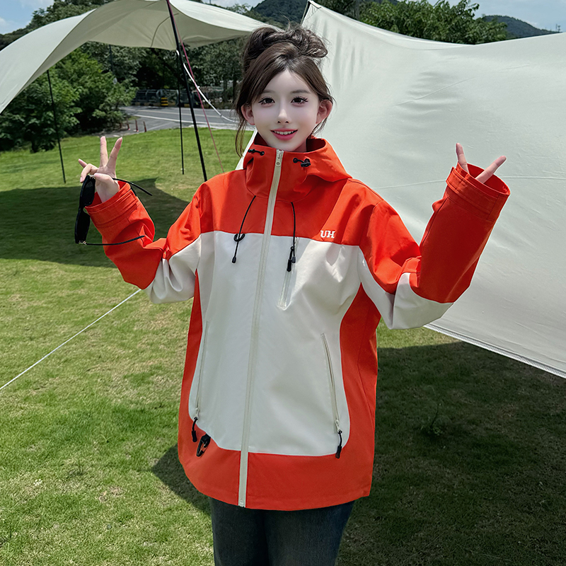 UHMU风暴橙韩版女三合一秋冬进藏防风外套防水防暴雨户外登山服