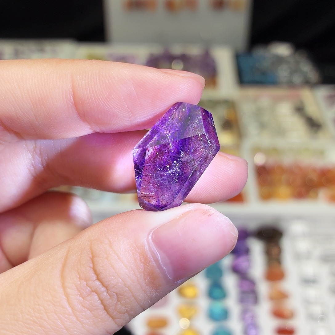 未镶嵌水晶吊坠(不含链)紫超七 随形 打孔定制不退换