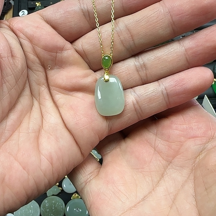 和田玉吊坠(不含链)银S925镶嵌