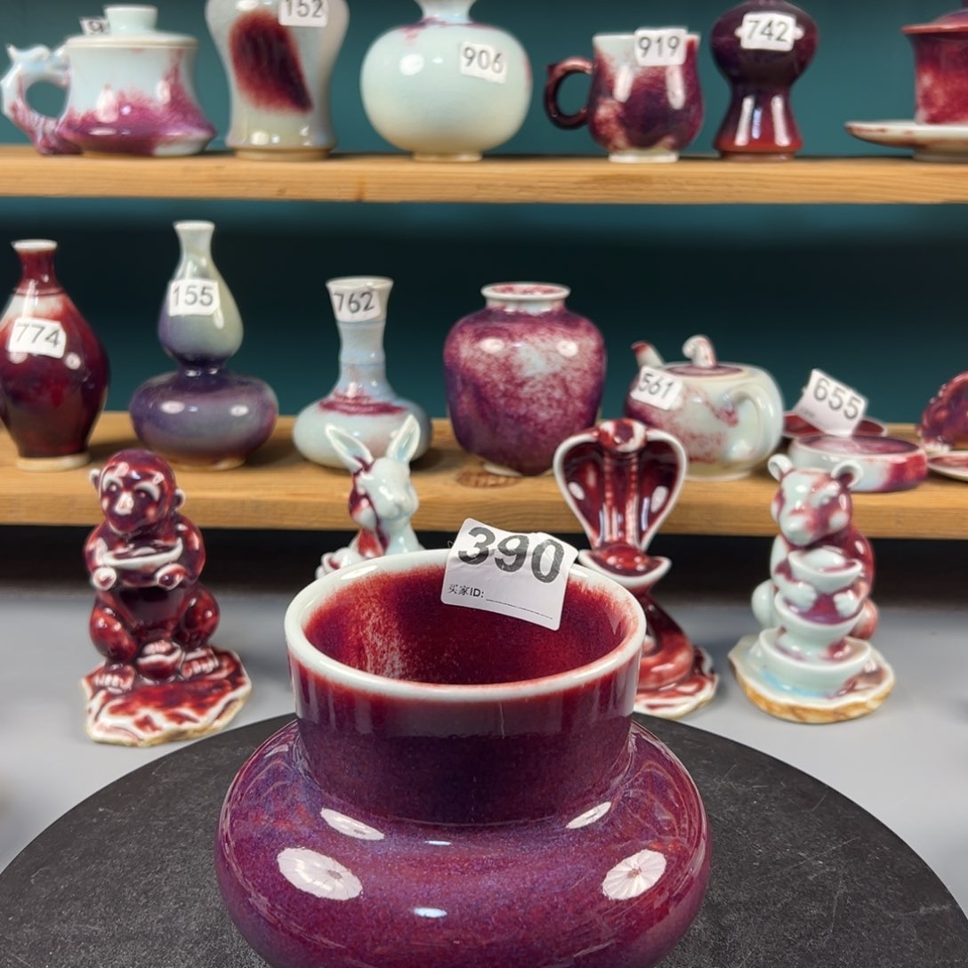 瓷片全品无暇渣斗玉石釉纯手工