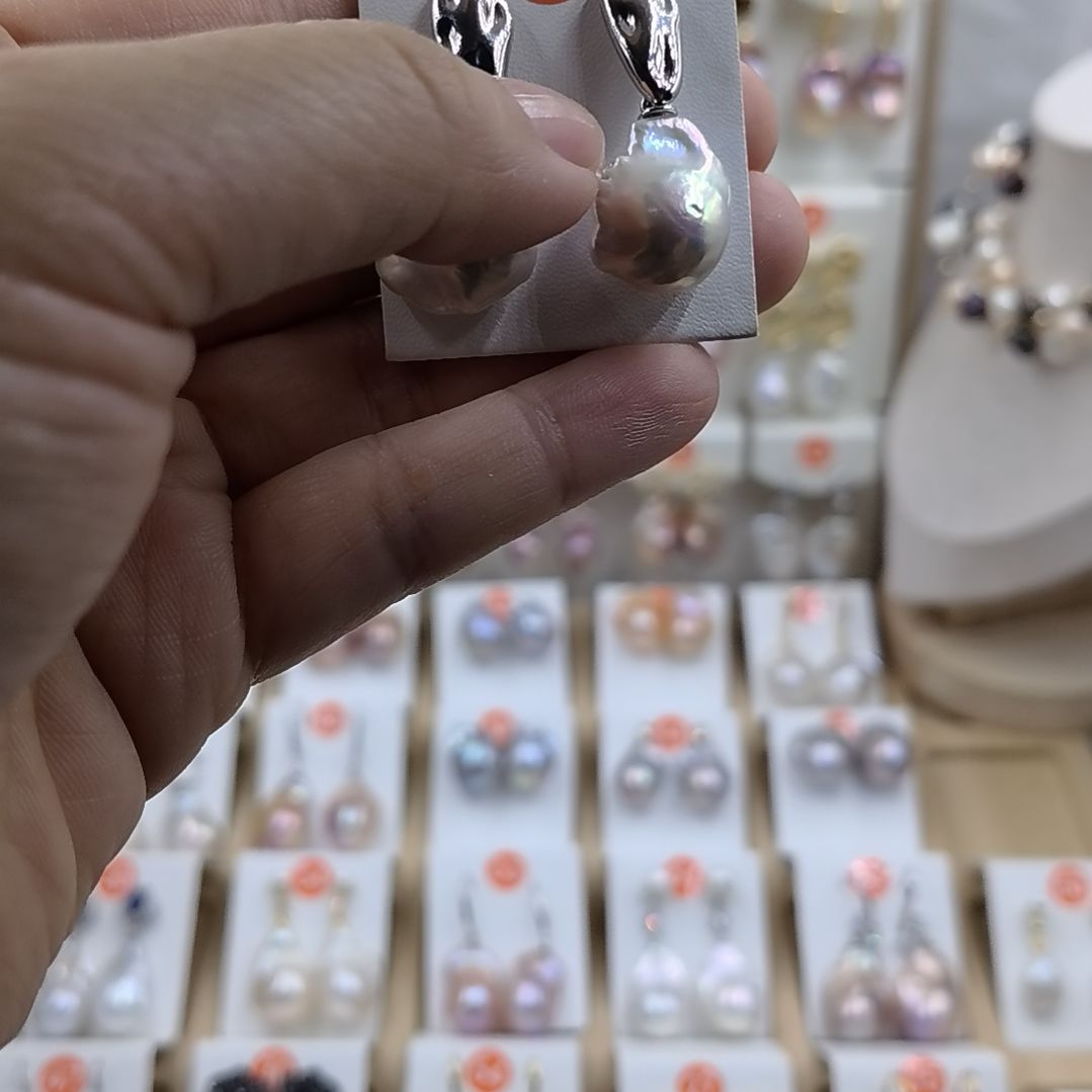 淡水珍珠耳饰银S925镶嵌