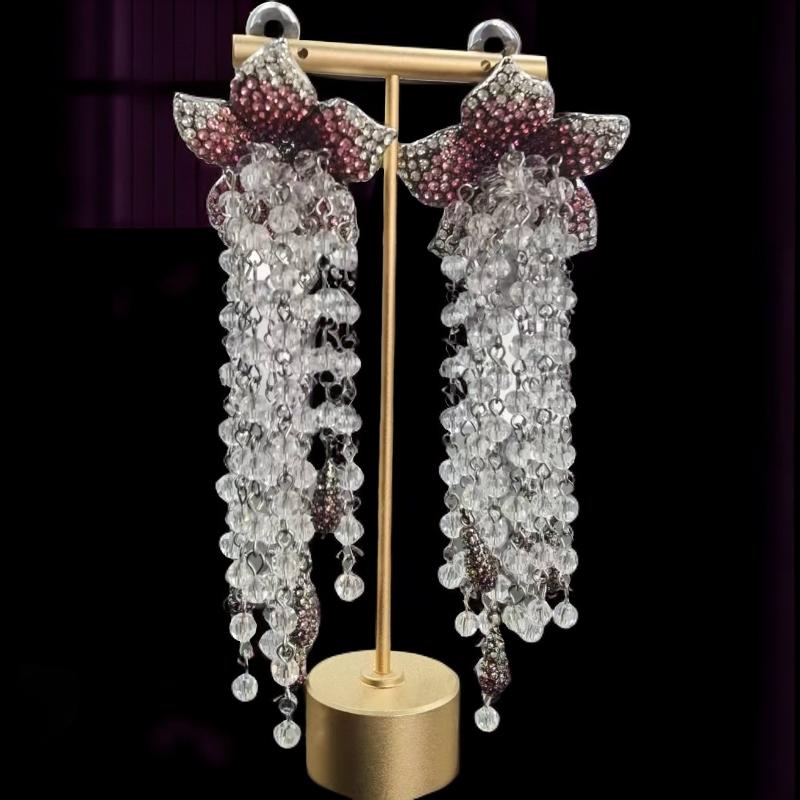 铜合金亚克力耳饰 铜合金亚克力耳饰 【晶晶甄选】花花扫肩欧美耳环