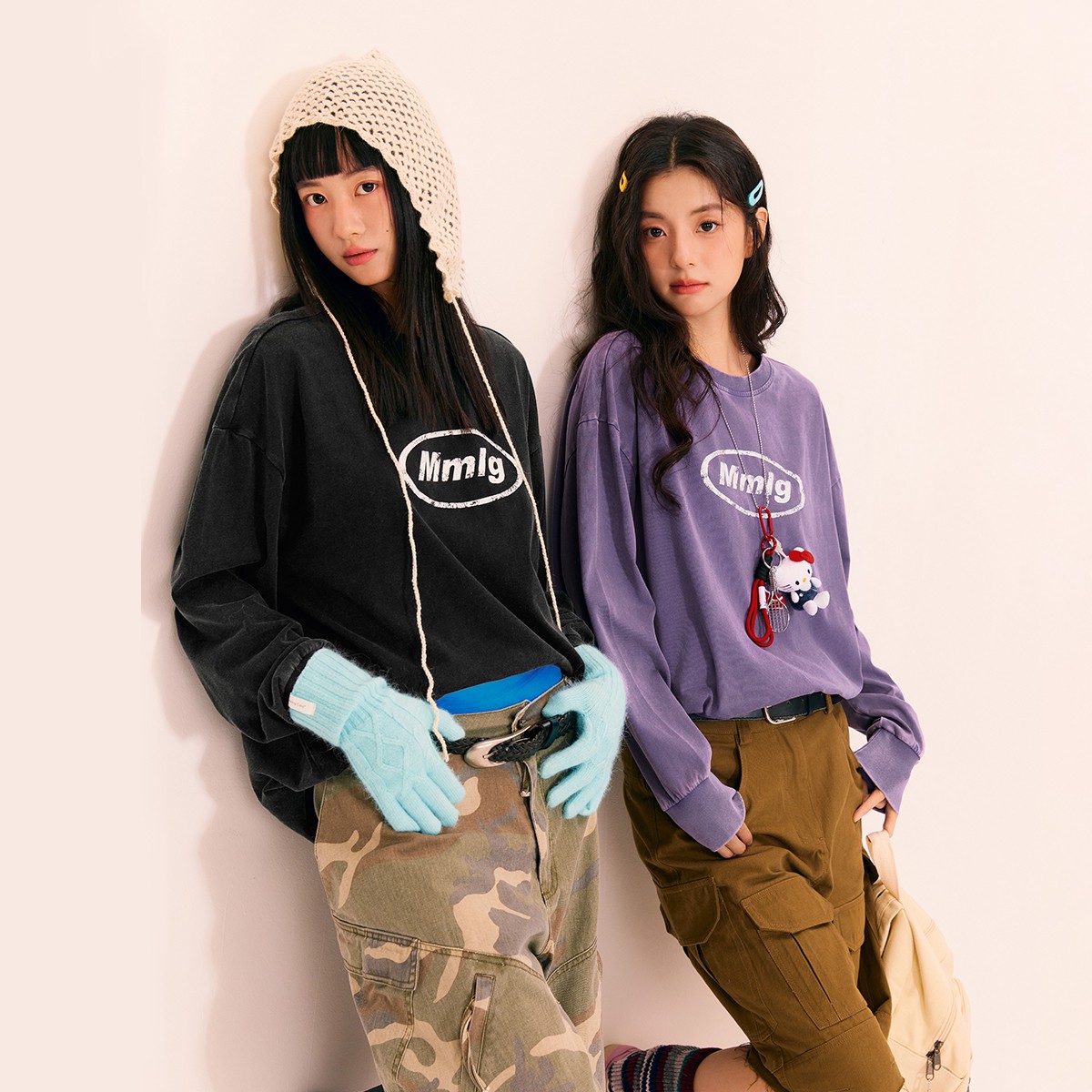 Mmlg2025年秋重磅纯棉水洗t恤撞色印花logo舒适百搭男女款EQT013