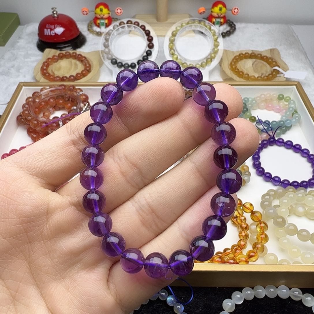 紫晶手串未镶嵌紫水单圈