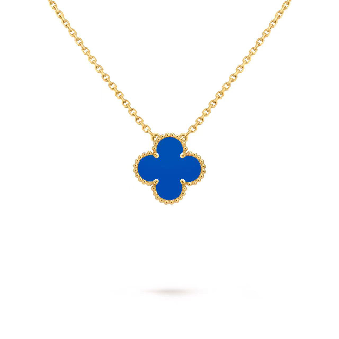 99新 梵克雅宝 金色蓝中花项链 