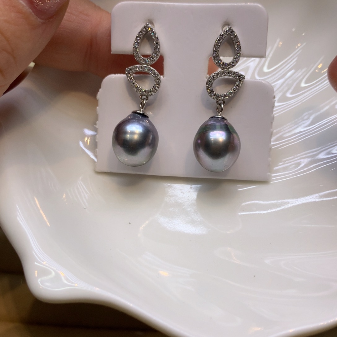 银S925镶嵌耳饰海水珍珠