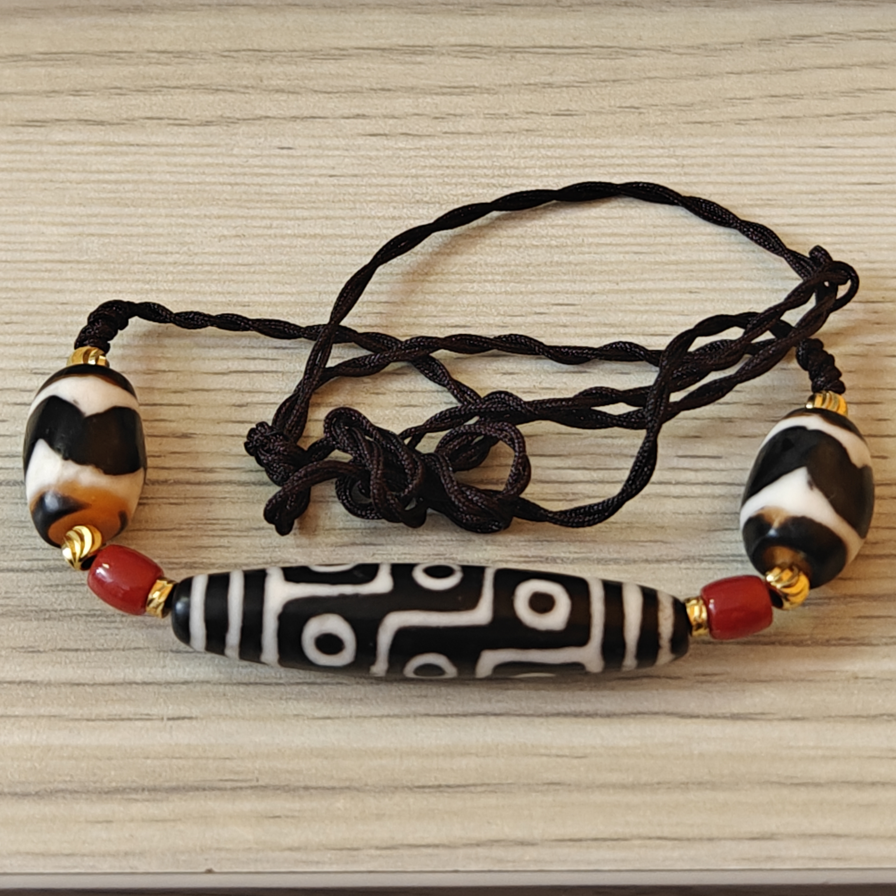 九眼料器天珠编绳项链【华豫之门】ALQ251215005