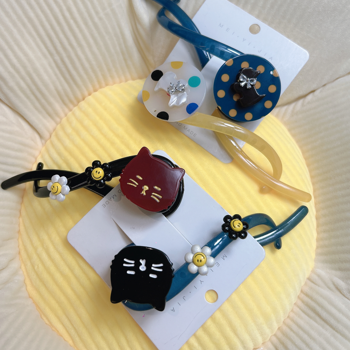 韩系简约猫咪扭扭夹高级感气质发卡女后脑勺盘发抓夹卡通发饰头饰