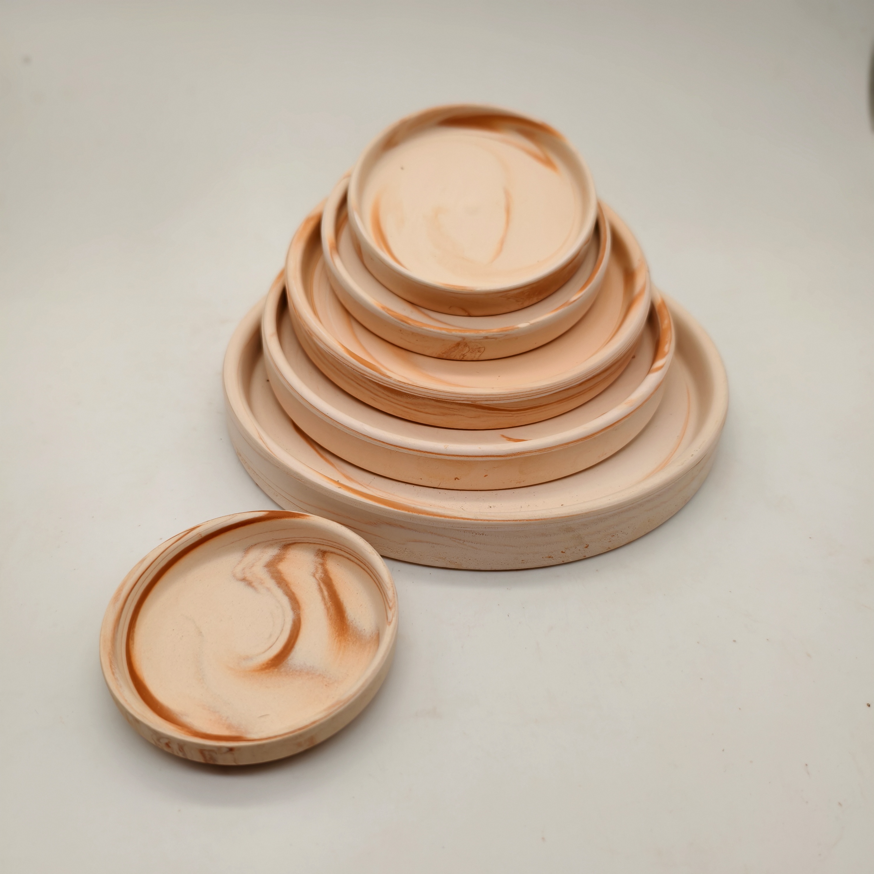 玛奇朵花盆托盘接水盘陶瓷花盆圆形陶土托盘