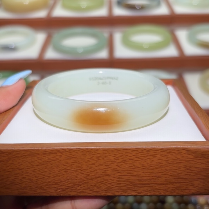 和田玉未镶嵌手镯新疆红油糖卡52/53