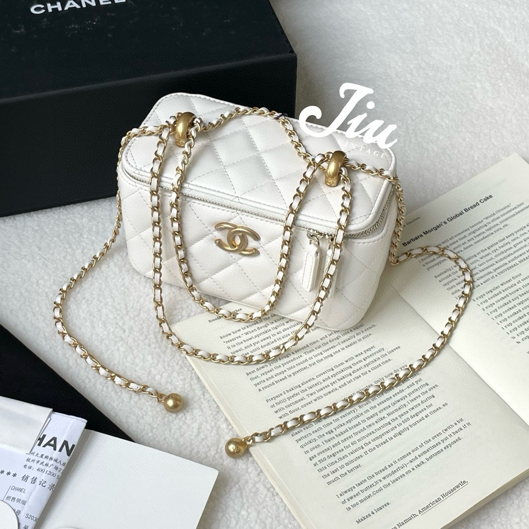 99新 Chanel/香奈儿 白金24c双金珠长盒子CG14-0046 定金