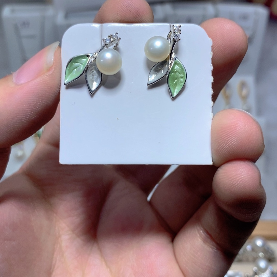 耳饰淡水珍珠银S925镶嵌