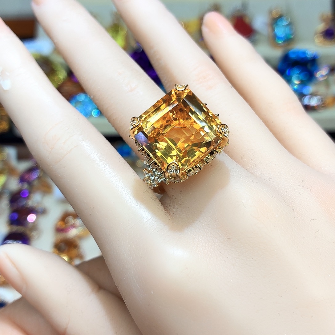 银S925镶嵌戒指水晶