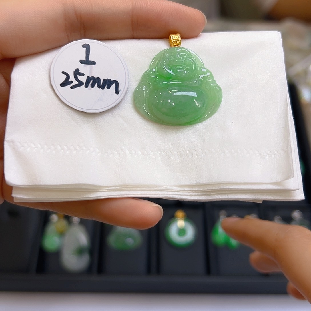 翡翠吊坠(不含链)18K金镶嵌翡翠