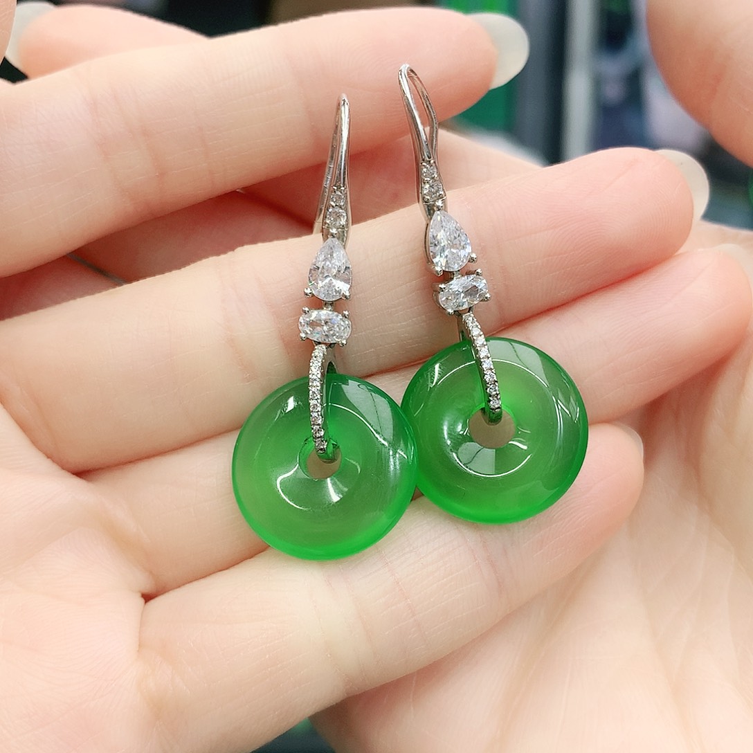 银S925镶嵌耳坠玛瑙/玉髓