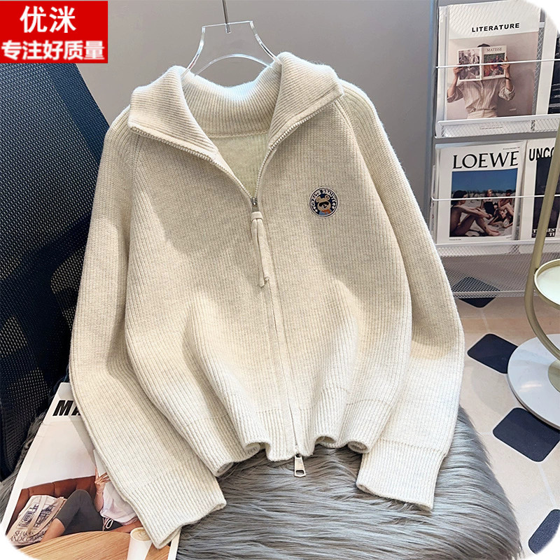 大童女孩开衫毛衣外套秋冬季初中高中生韩版洋气时尚加厚宽松针织
