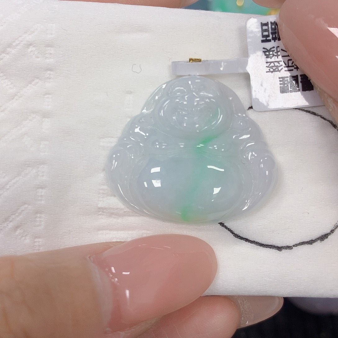 颈饰18K金镶嵌翡翠天然缅甸A货翡翠百元以上9米证书费自理