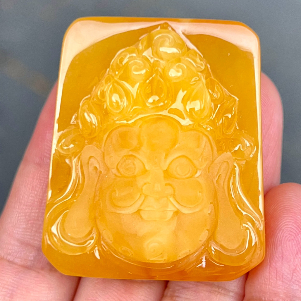 大师精雕焦皮料鸡油红财神
