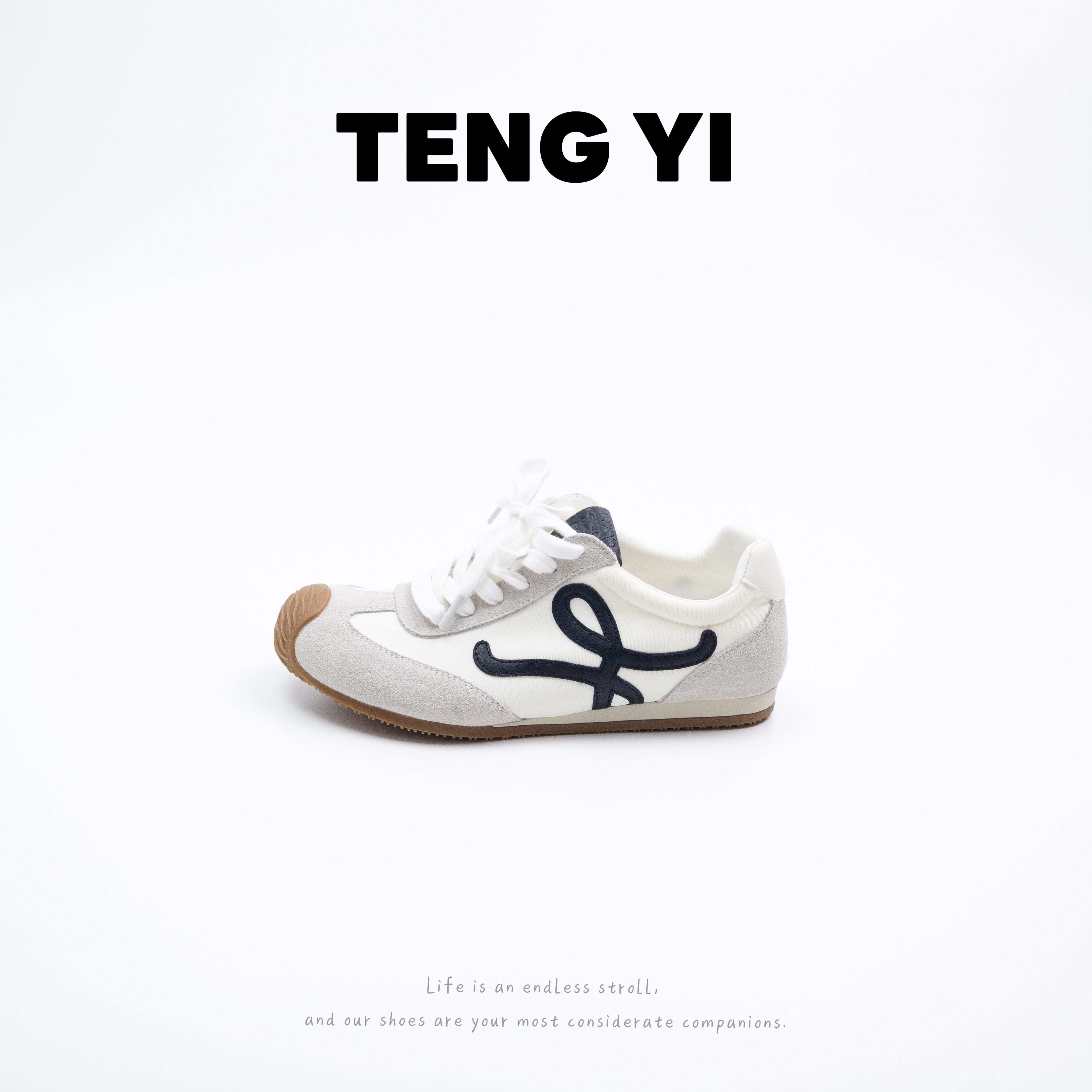 TENG YI【设计线新品】大幂幂同款内增高歪头系带休闲运动阿甘鞋