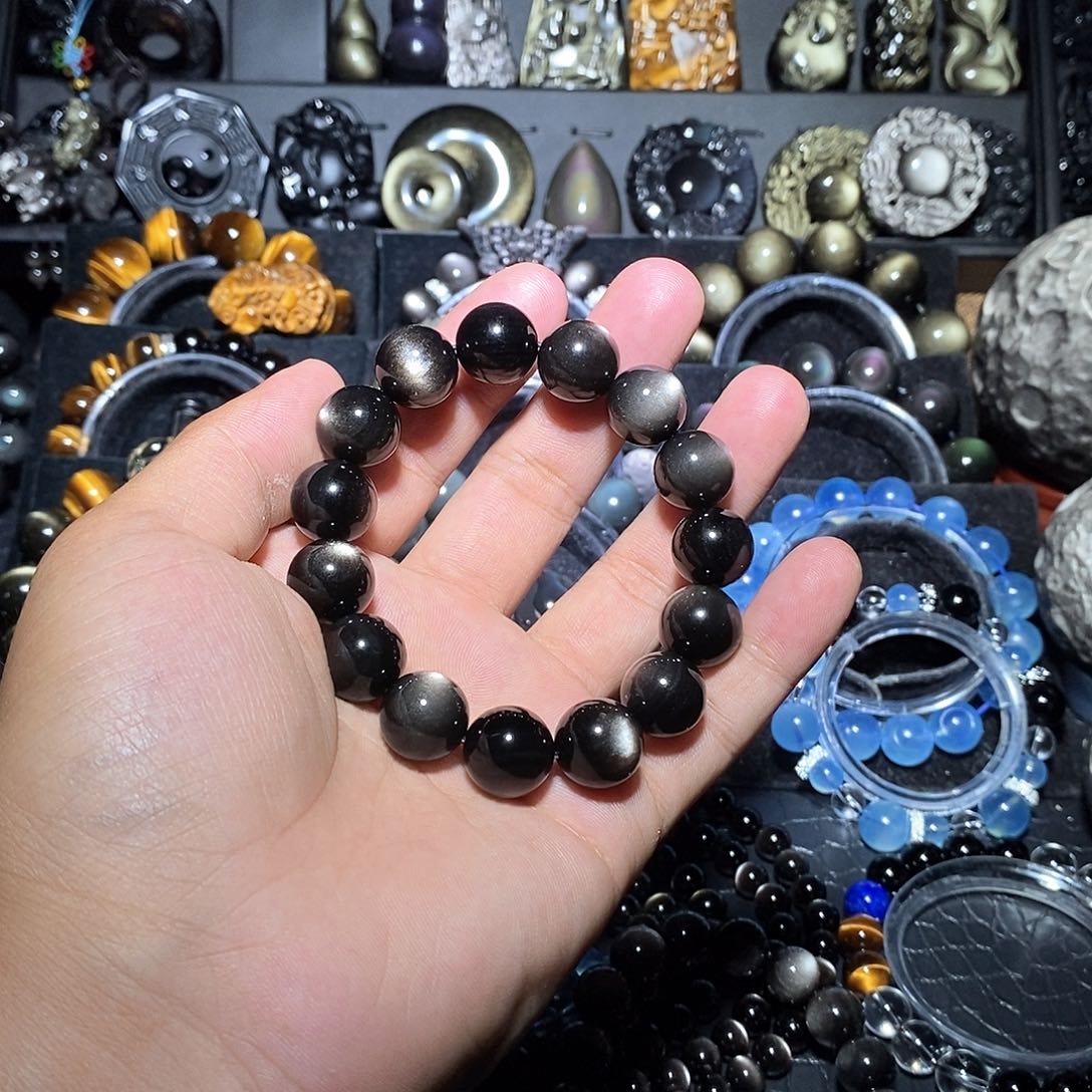 黑曜岩未镶嵌手链葳**和