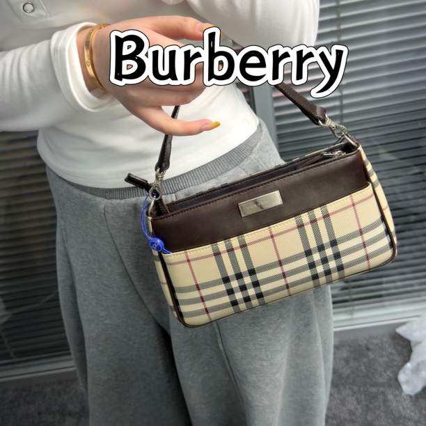 95新 BURBERRY/博柏利 全原竖格纹麻将手提包 TH915