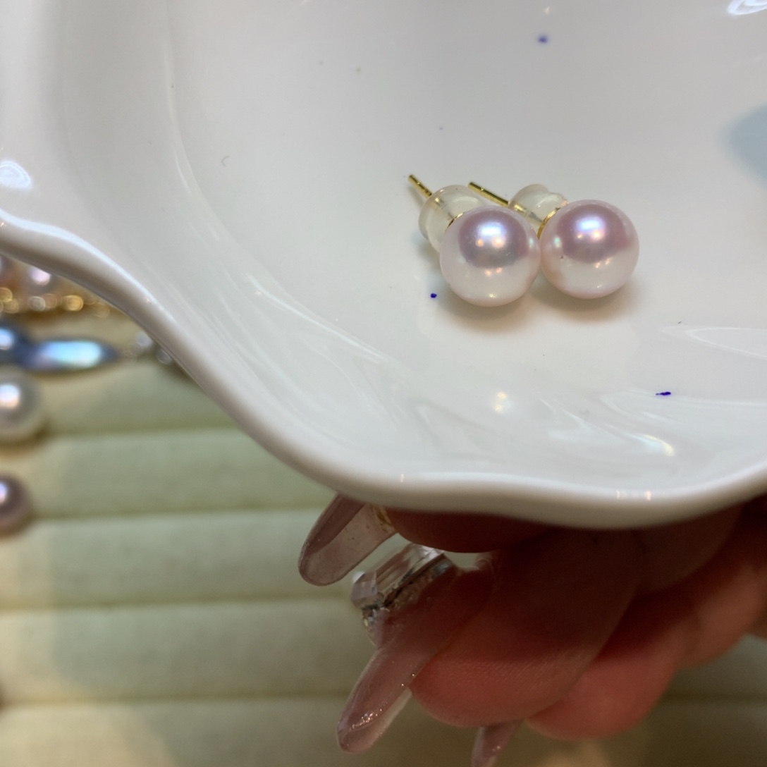 海水珍珠耳饰银S925镶嵌