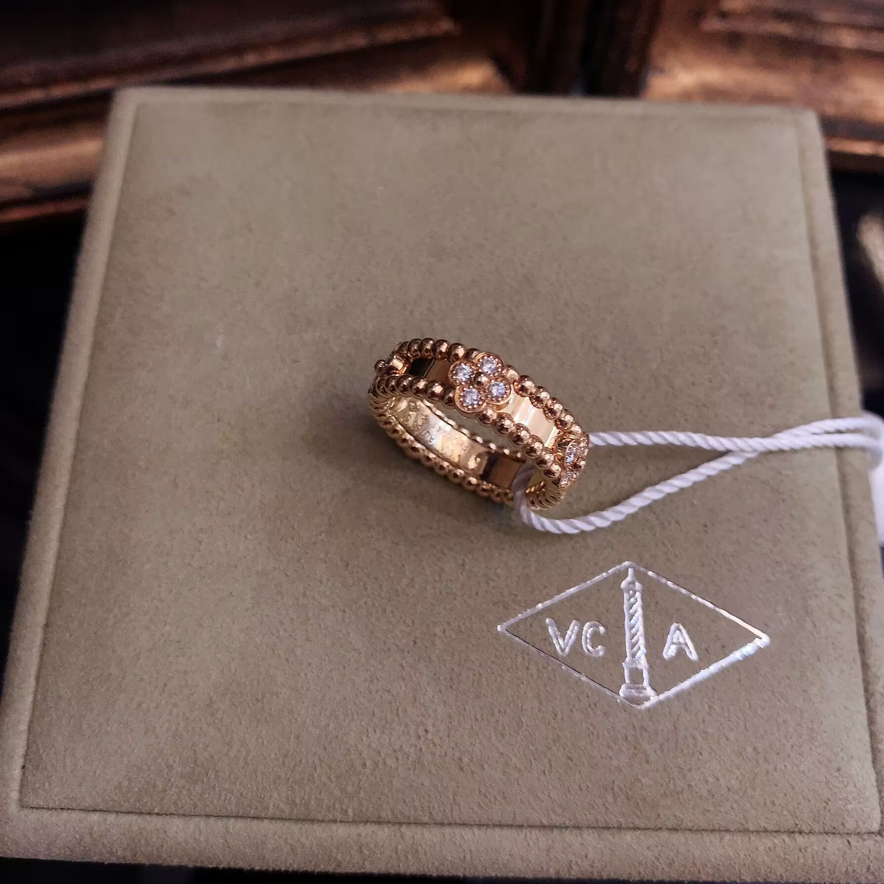 99新 梵克雅宝 vca万花筒钻戒/#51/黄金/23年盒证/柜价61500