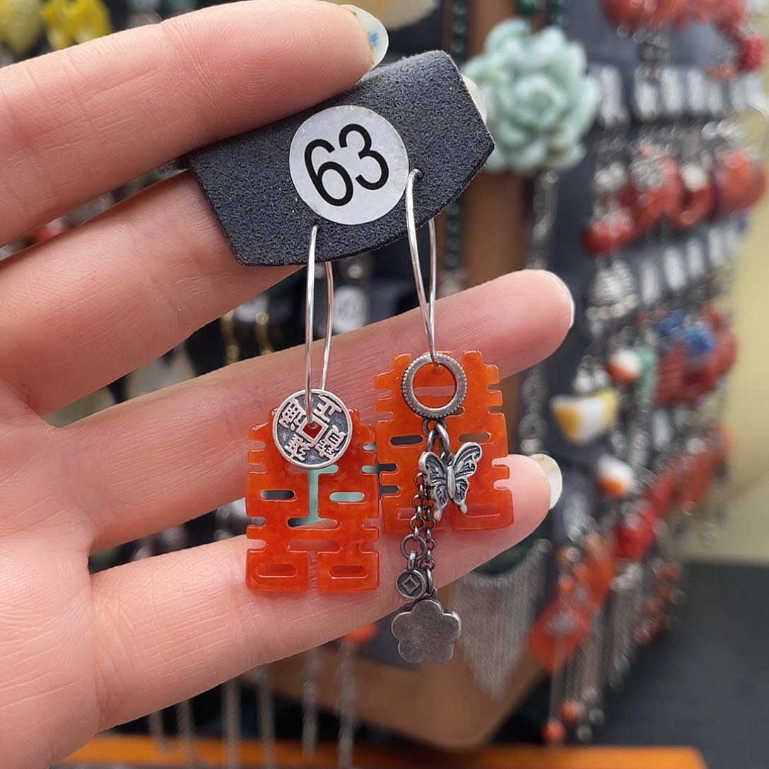 翡翠耳饰银S925镶嵌237gjjhhj