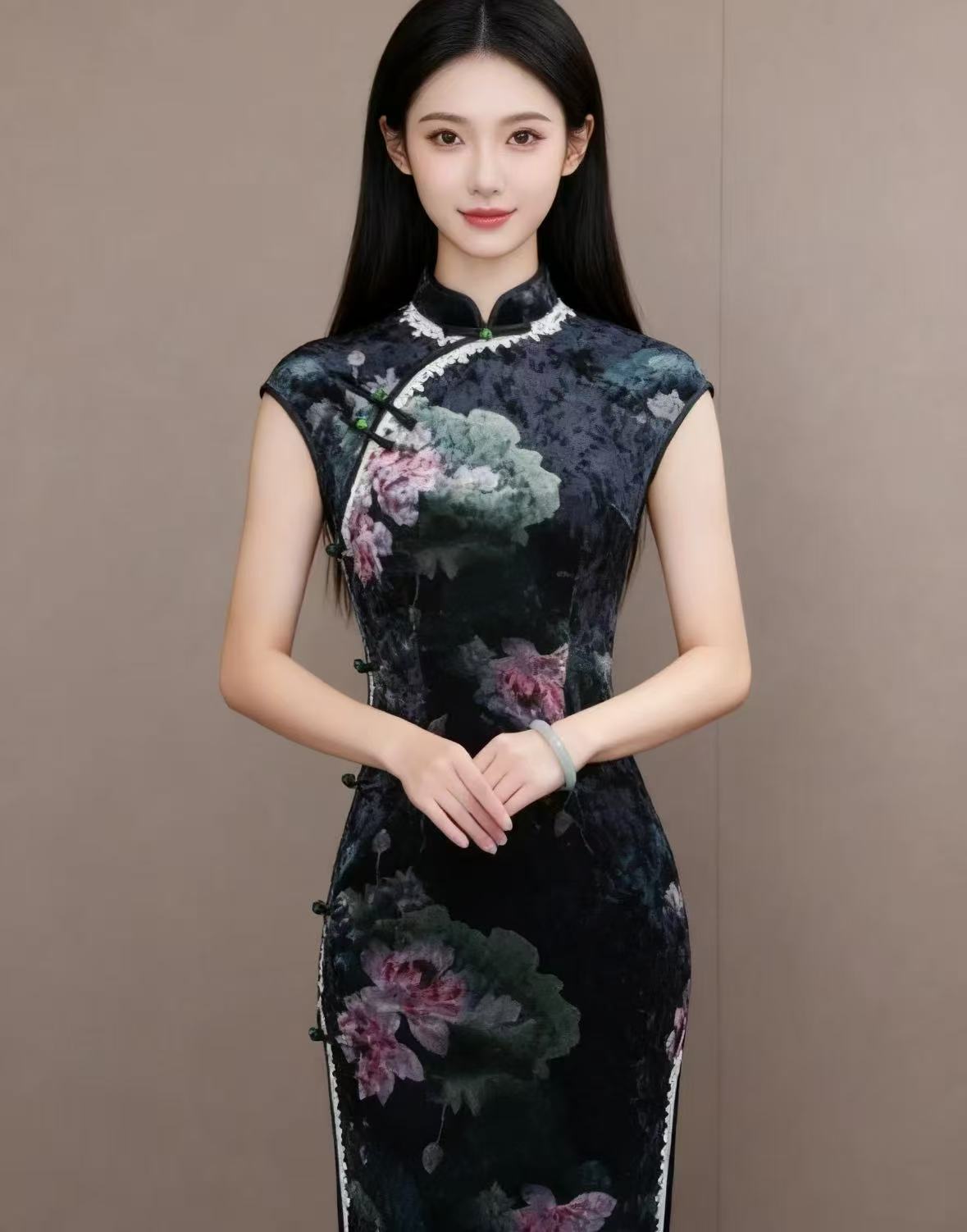 采荷日常气质文艺国风复古优雅长款旗袍