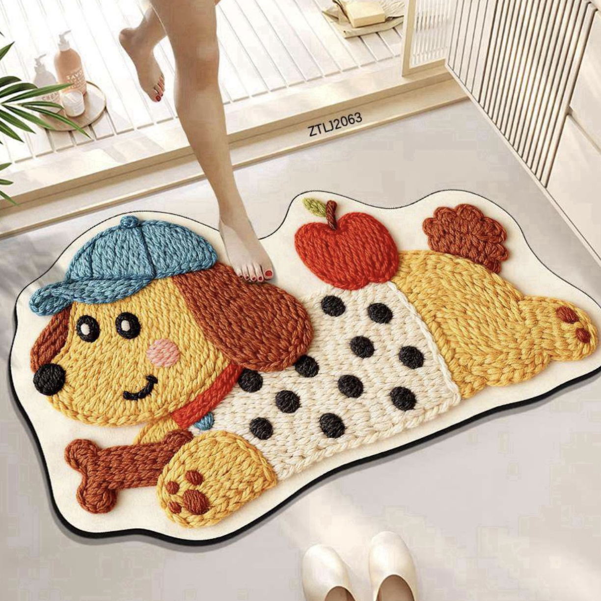 3D毛线风浴室地垫卫生间门口吸水防滑卡通可爱家用速干脚垫