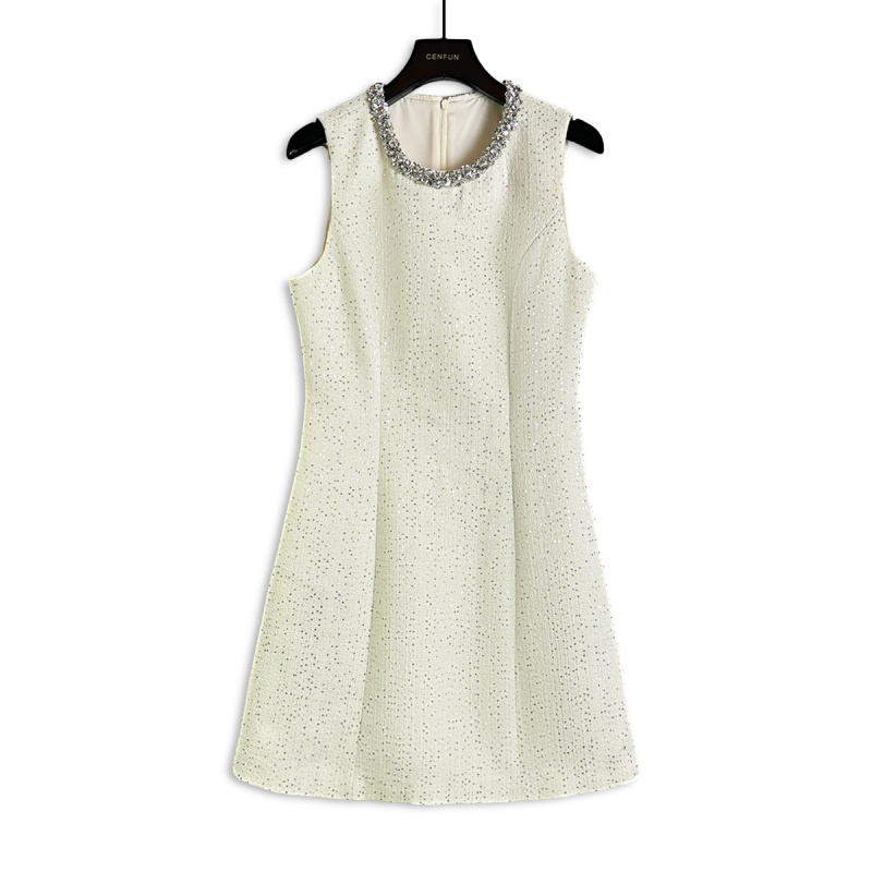 小香风无袖夏季纯欲蕾丝连衣裙时尚女装甜美E001321