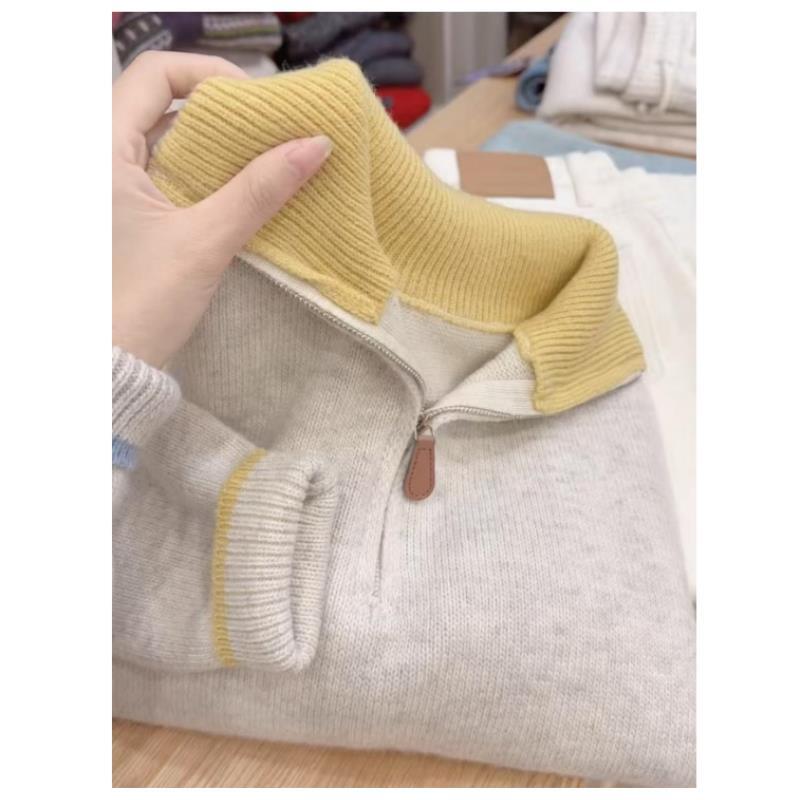 七言家 巨好看！米黄半拉链翻领秋冬毛衣6