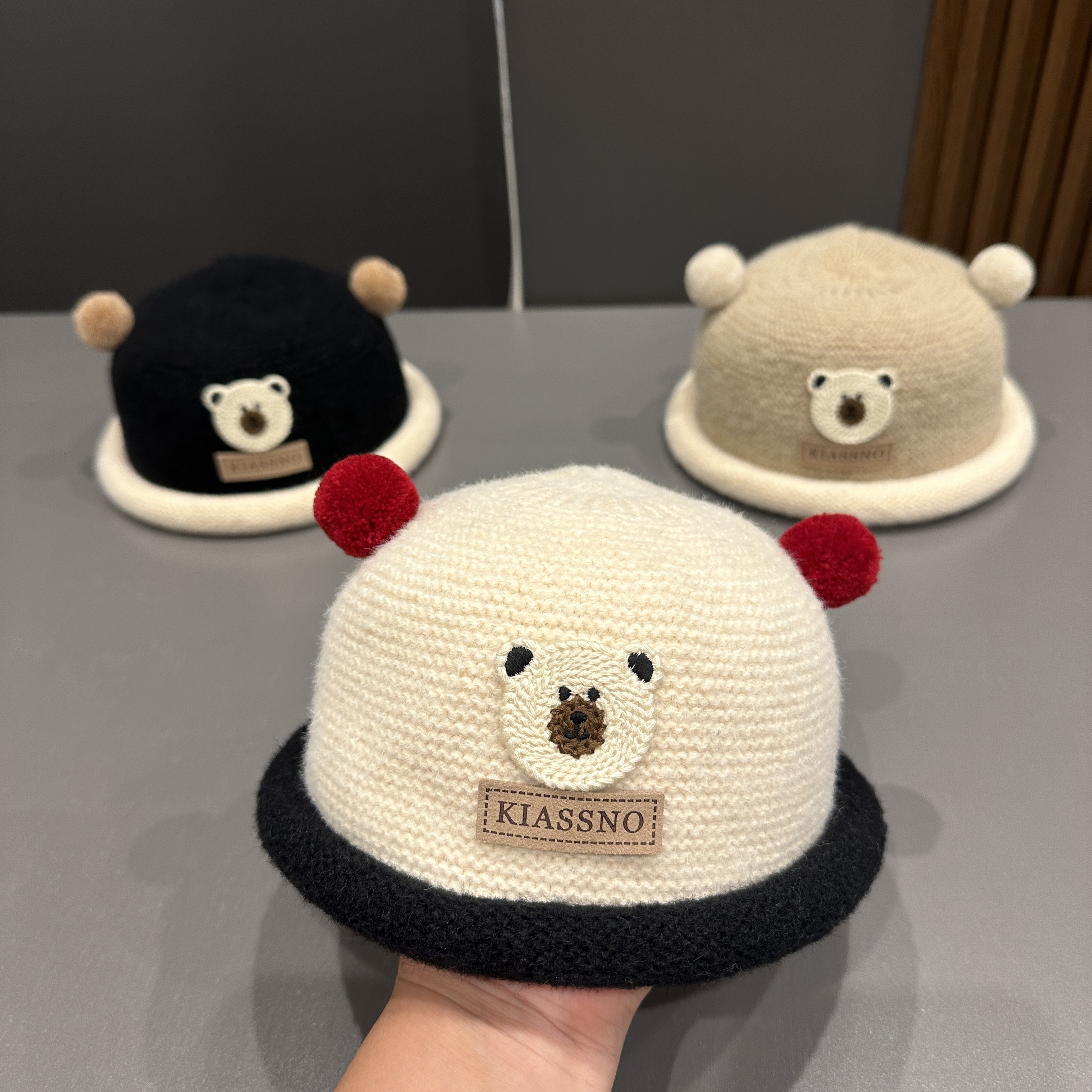 【熊宝宝】宝宝帽子秋冬季婴儿保暖套头帽可爱护耳帽儿童外出毛线帽