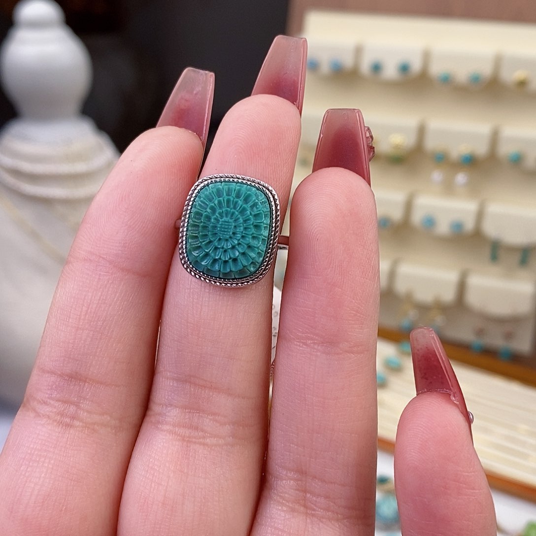 绿松石戒指银S925镶嵌
