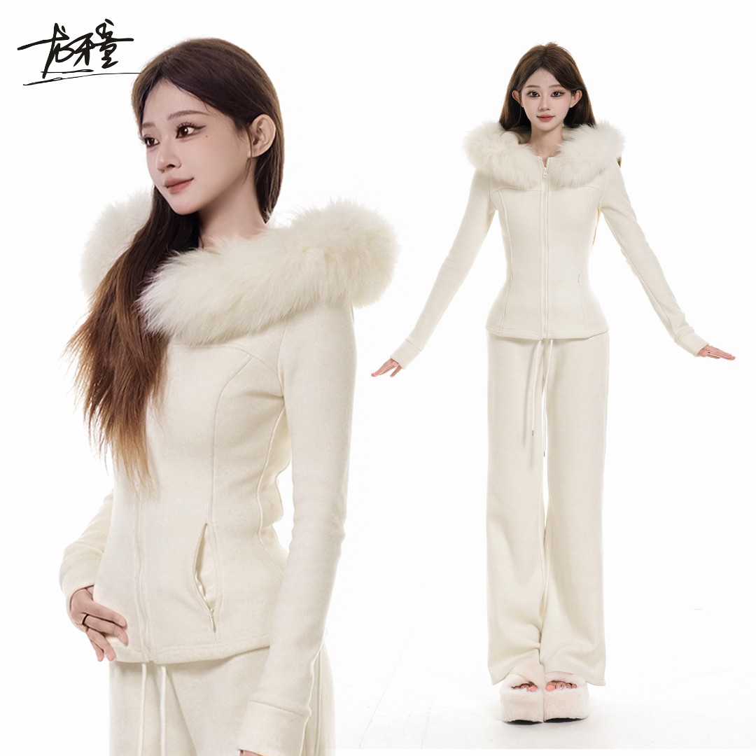 龙牙童推荐【雪国列车】松弛感美式秋冬运动两件套连帽休闲保暖外套