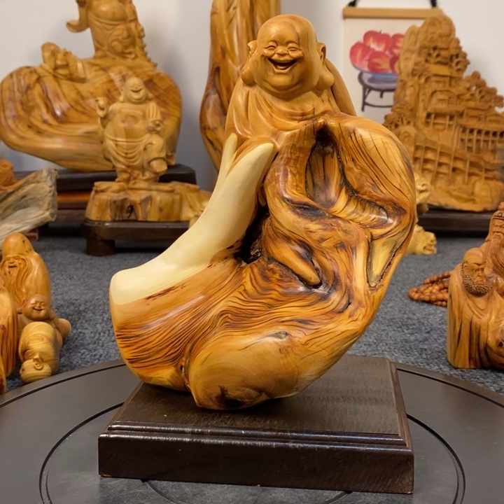 柏木（崖柏）崖柏弥勒佛摆件根雕工艺品