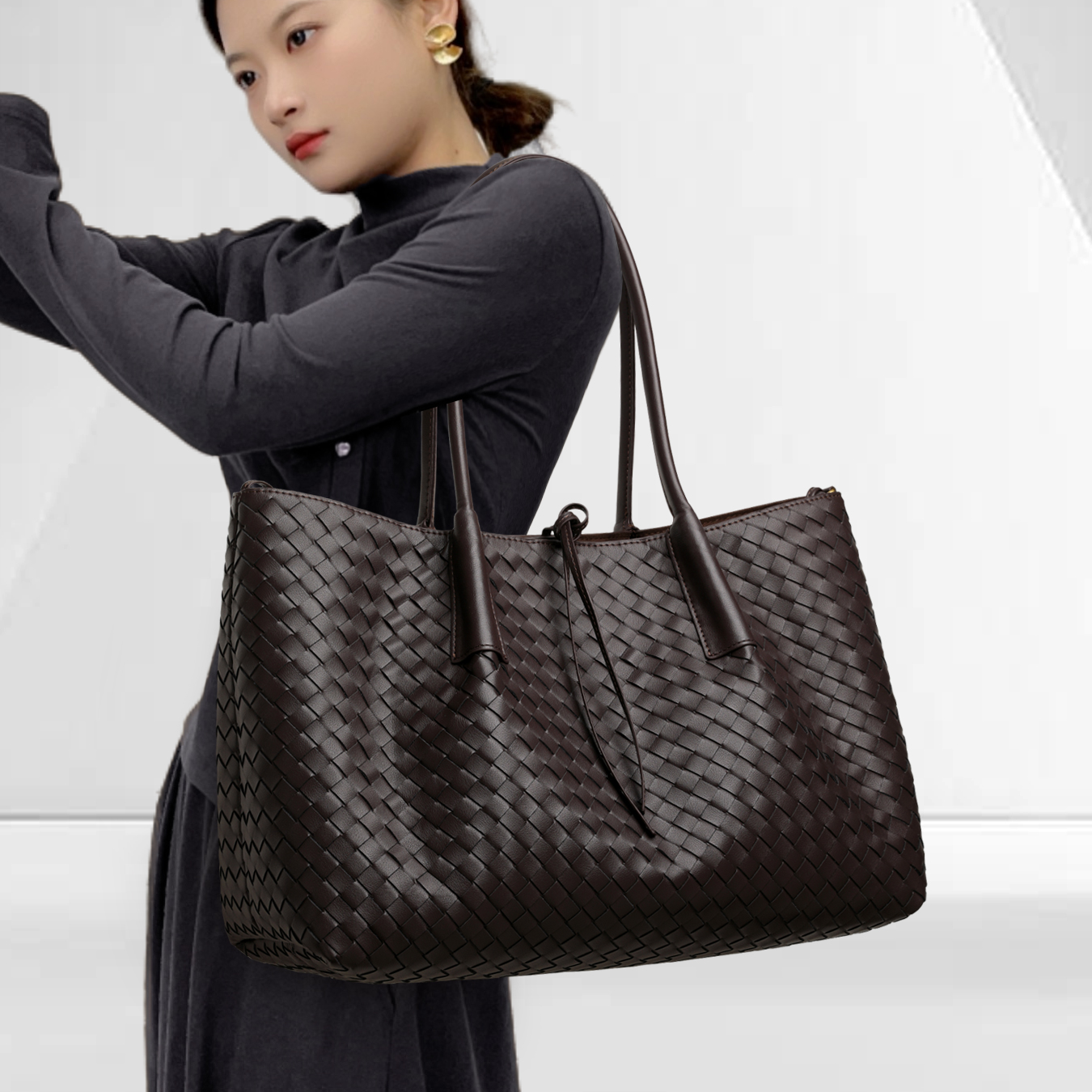 CCAMO编织包包女款爆款2025新款真皮单肩大容量包包轻奢小众高级