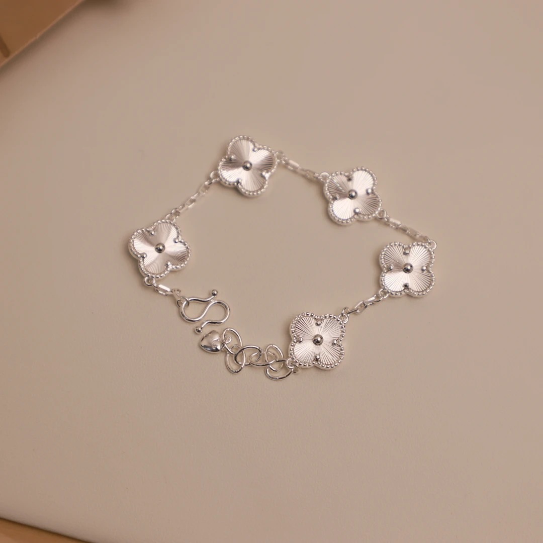 足银手链 足银轻奢五花四叶草手链简约时尚百搭2