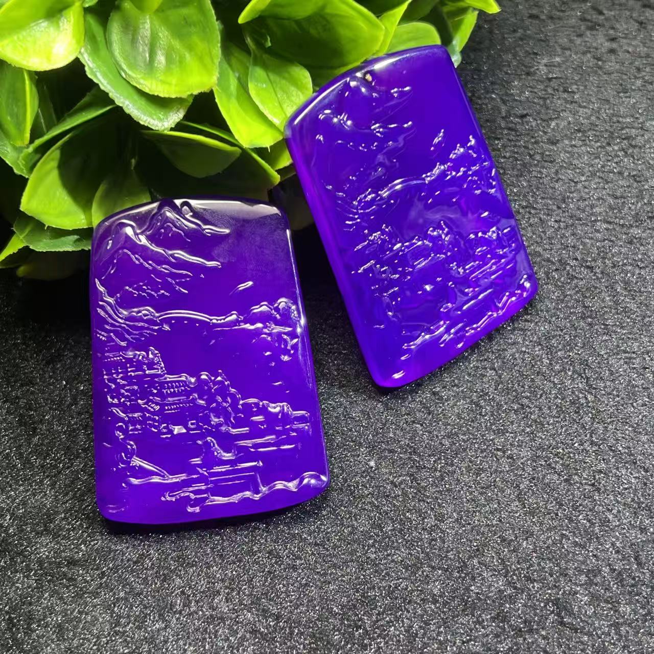 S8410【任会长珠宝】紫藤紫灵芝玛瑙吊坠-配珠链-多样性只发一件