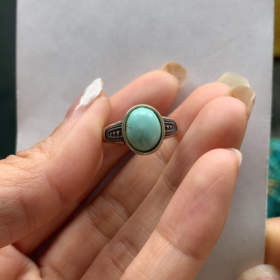 绿松石戒指银S925镶嵌