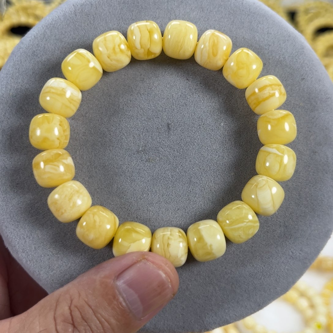 蜜蜡手串未镶嵌用****4纯天然俄料白花虎皮
