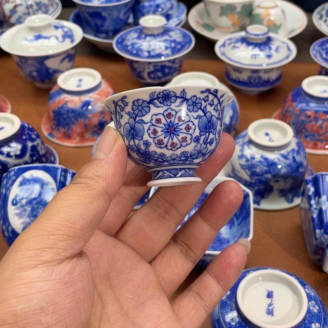 陶月楼 柴窑  兰花蝴蝶杯