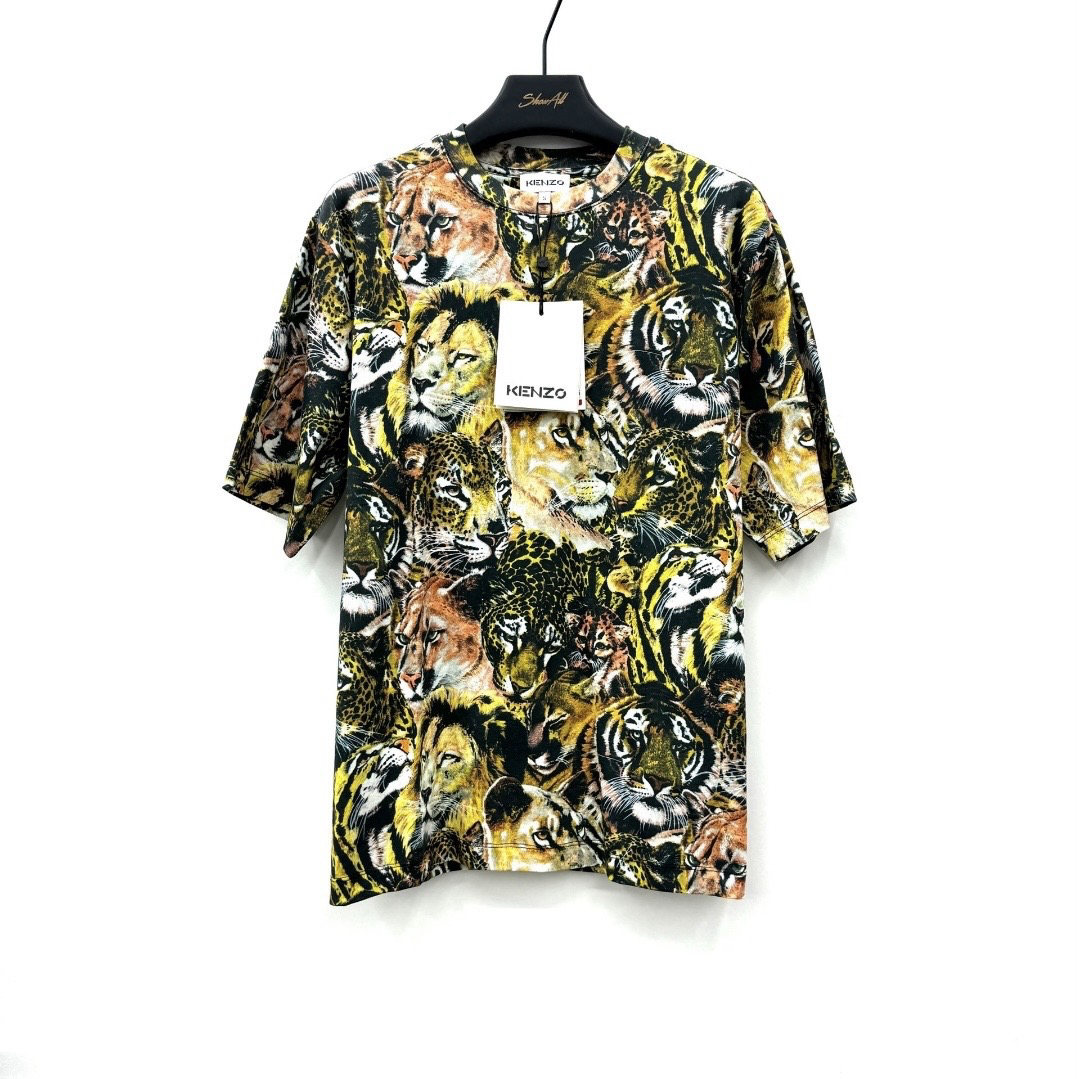 未使用 KENZO/肯佐 纯棉老虎图案薄款印花圆领短袖T恤s码0853