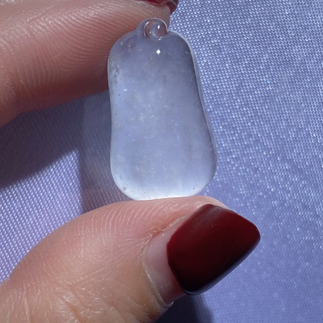 翡翠裸石玻璃种福瓜吊坠木那雪花棉